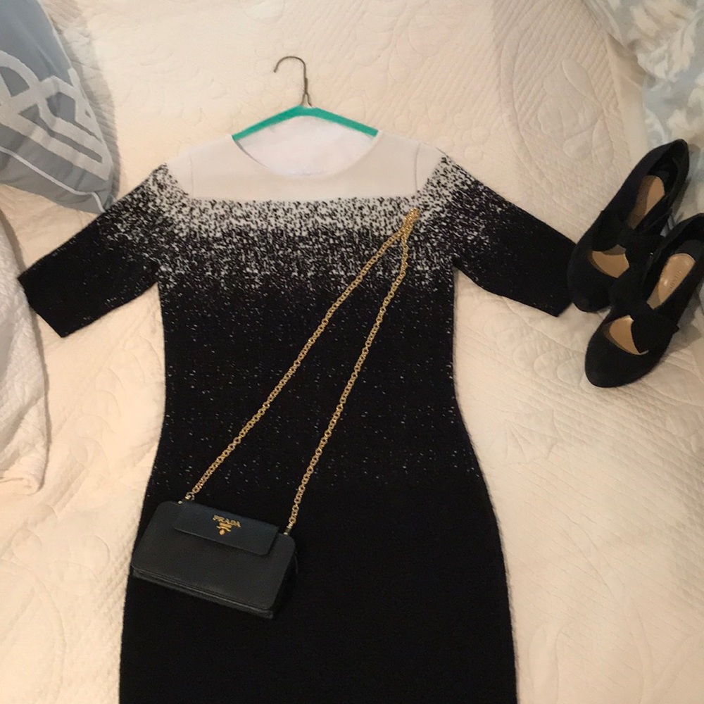 Etcetera black and white stunning sweater dress